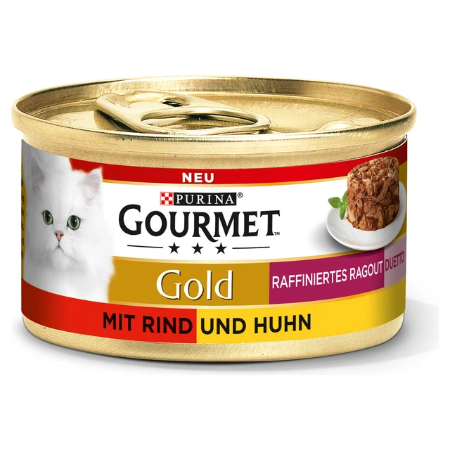 Purina Gourmet Oro Duetto Con Vacuno & Pollo 85G, Comida para Gatos, Nuevo