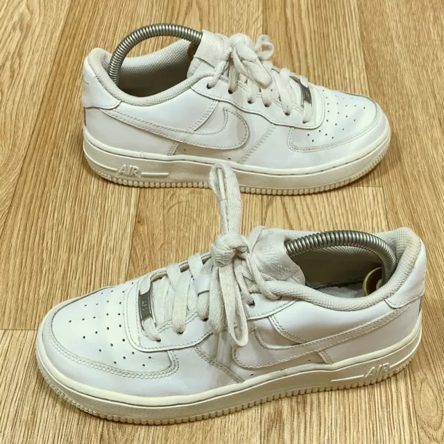 Nike Air Force 1 Trainers Size UK 4 White Lace Up Sneakers Used Boys Eur 36.5