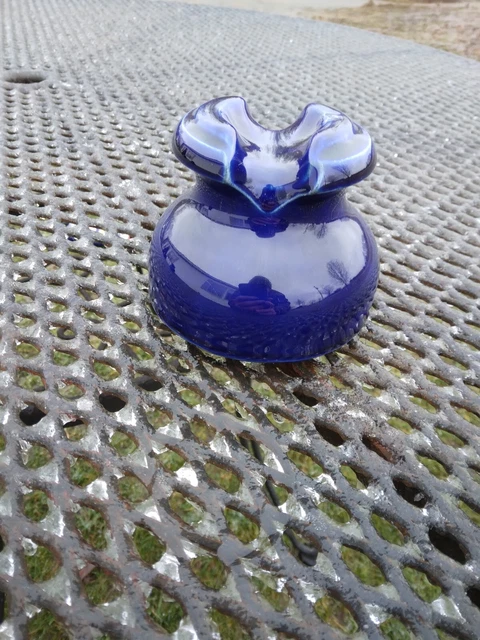 Vintage Cobalt Blue Porcelain Insulator