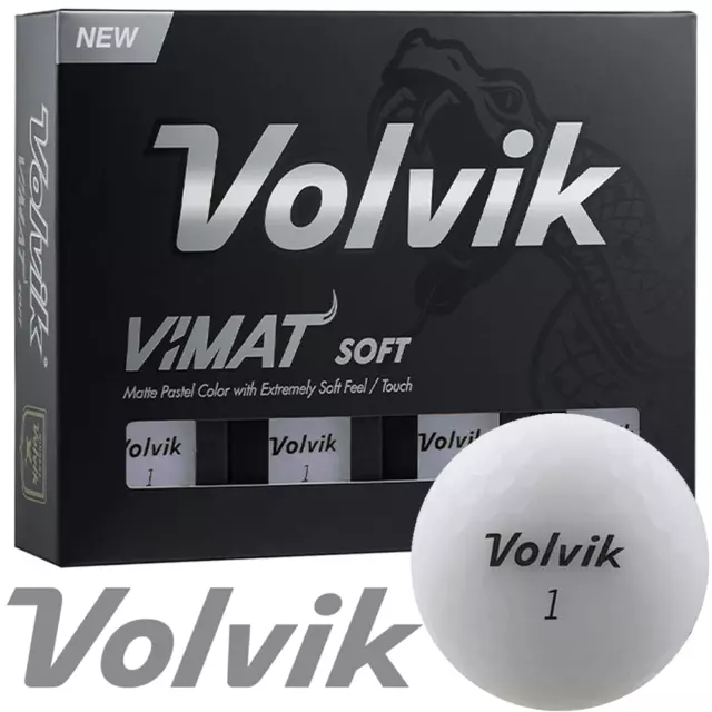 Volvik Vimat Soft Matte Finish 2 Piece Golf Balls - 12 Ball Dozen Pack / White