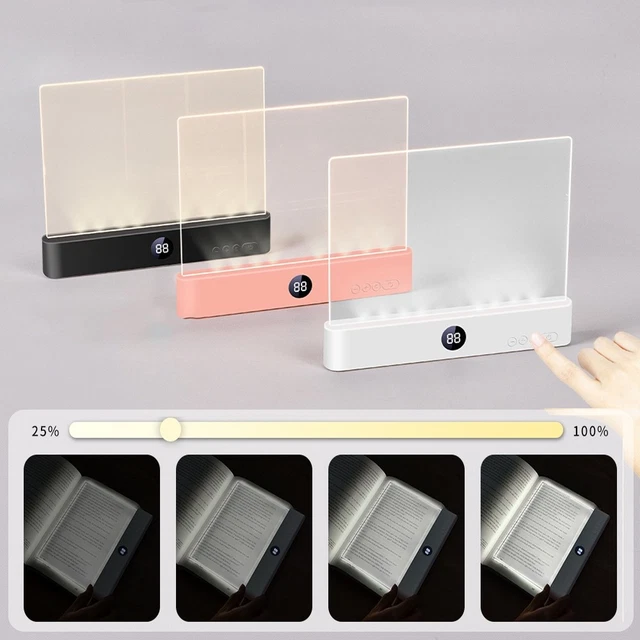 LED READING PANEL Book Light Timer Rechargeable Dimmable lightFlat Book ...