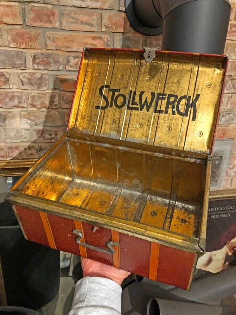 Stollwerck Cacao - Großer seltener antiker Blechkoffer / Blechcontainer um 1900