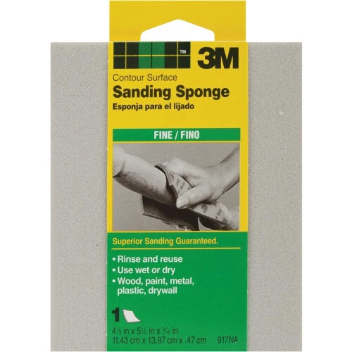 (Fine) - 3M 917NA Contour Surface Sanding Sponge, 11cm x 14cm x .4760cm , Fine