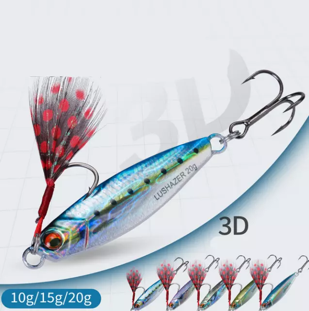 5pcs 3D Colorful Micro Jigs Butterfly Metal Fishing Lure Bait Jig Tuna Slow Hook