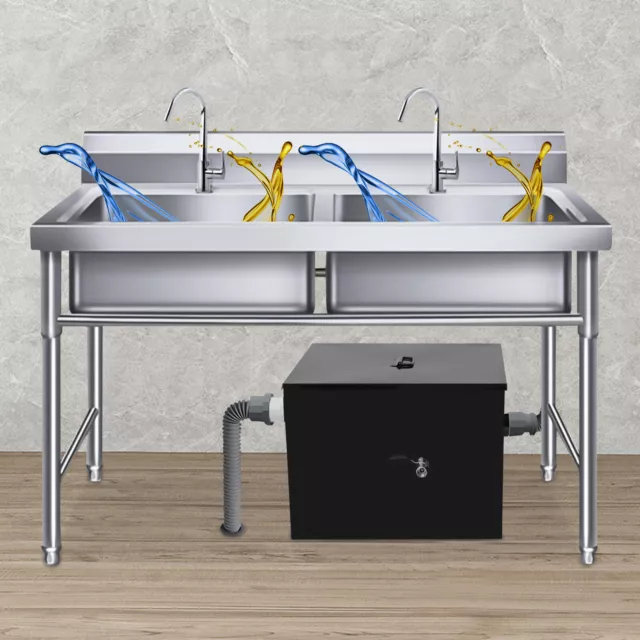 4 Layer filter Under Sink Grease Trap 20lbs 2.2GPM Commercial Grease Interceptor