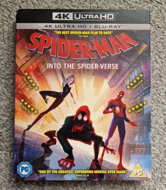 Spider-Man Into The Spider-Verse 4K Ultra Hd Blu Ray Film - Slipcase - Marvel