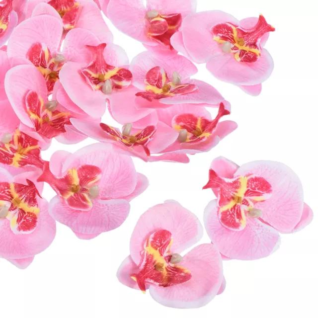 40Pcs 2.8" Artificial Silk Butterfly Orchid Flower Heads for DIY, Pink