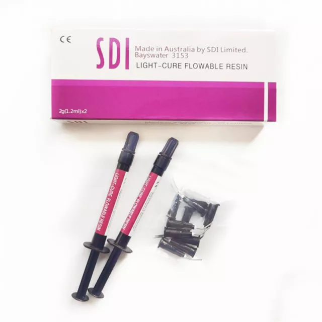 Dental SDI Composite Flowable Light Flow Curing Delivery Tips Resin 2 Syringes