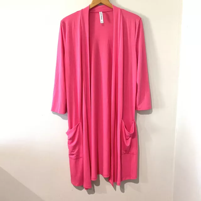 Zenana Womens Boutique Pink Open Front Long Duster Cardigan Size Small