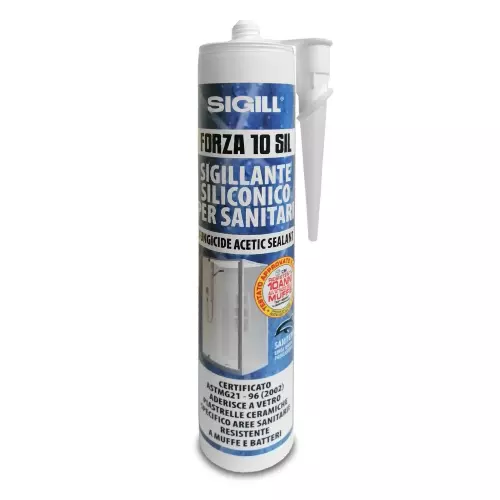 Sigill cartuccia silicone bianco Forza10 sigillante per sanitari docce fungicida