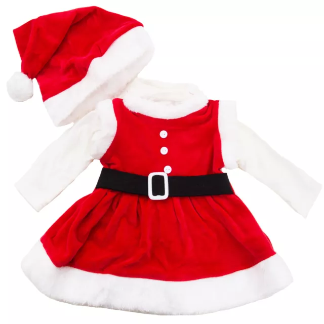Completo Bambina neonata tutina vestitino Babbo Natale cappellino nuovo FK826