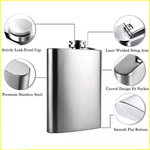 Hip Flask 5oZ Stainless Steel Whisky Alcohol Drink Pocket Gift Wine BottleVodka