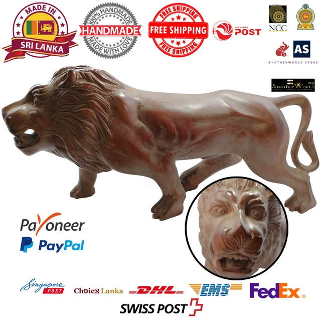 Lion Carved Wood Carving Antique Wooden hand Vintage figurine Sculpture Art New