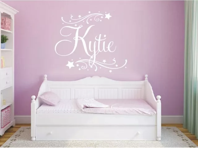 Wall Stickers custom baby name colour I swirls vinyl decal decor Nursery kids