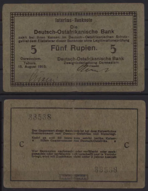 [25359] - DOA / DEUTSCH-OSTAFRIKANISCHE BANK, 5 Rupien, 15.08.1915, Serie C. Gra