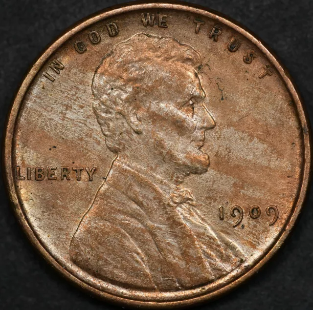 1909 VDB Lincoln Cent Wheat Penny, Brilliant RED, Gorgeous TIGER STRIPE toning!