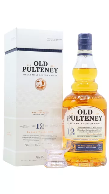 Old Pulteney - Glencairn Glass & Single Malt Scotch 12 year old Whisky 70cl