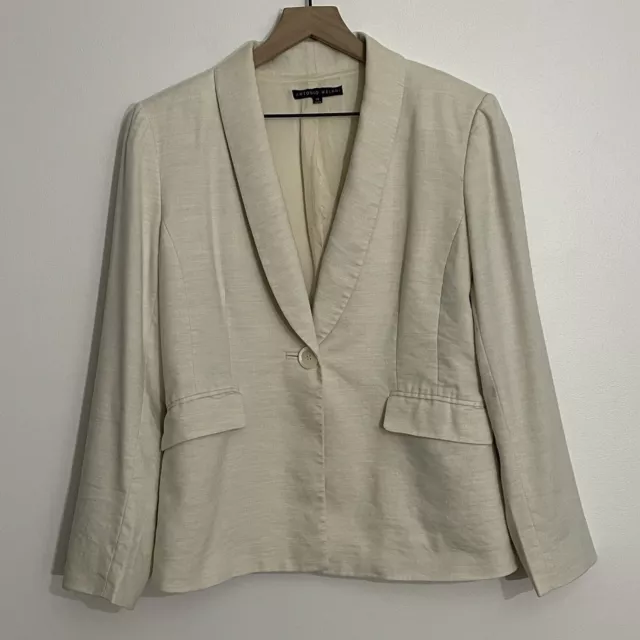 Antonio Melani Blazer Women’s Size 10 Linen Blend Jacket Beige Career Lined