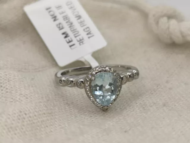 Espirito Santo Aquamarine and Natural Zircon Ring in Platinum Overlay Size N