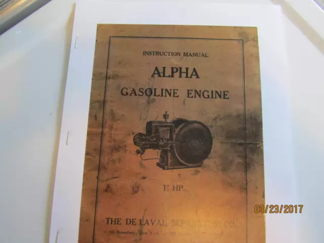 DeLaval Separator Alpha  Gas Engine Instruction/Operation  Manual