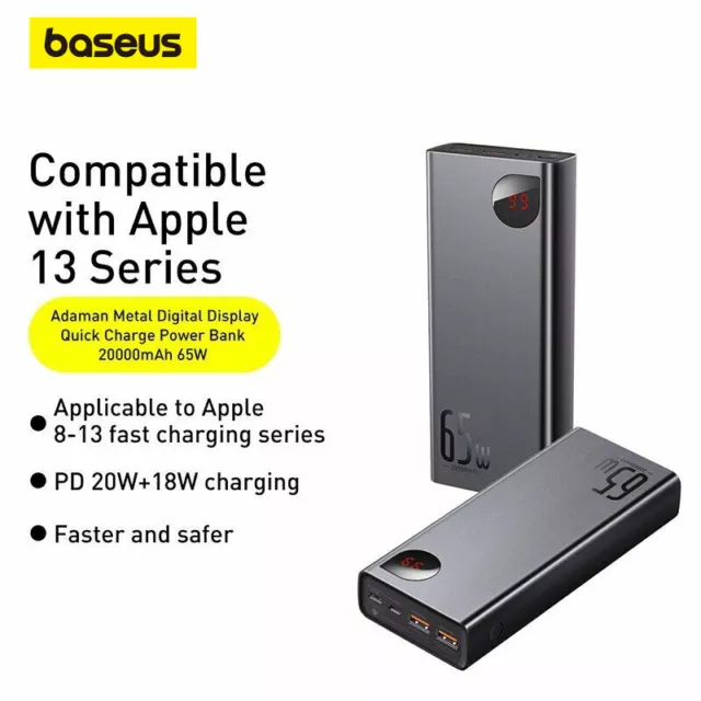 Baseus Power Bank PD 65W 20000mAh Laptop Portable Charger Fast Charging Battery 2