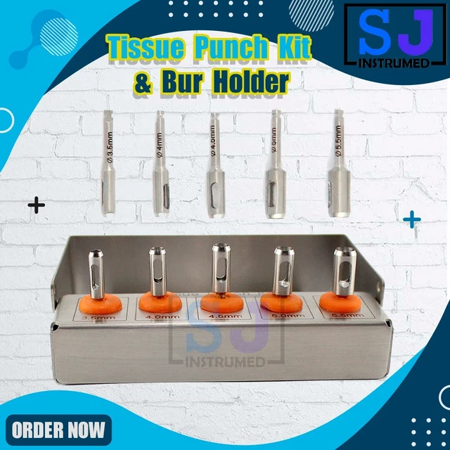 Dental Implant TISSUE PUNCH Kit with Bur Holder External Irrigation New