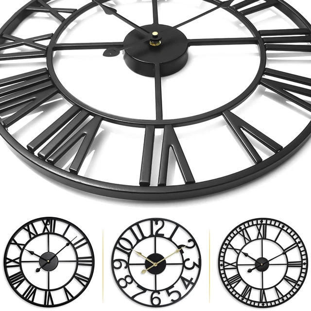 EXTRA LARGE ROMAN Numerals Skeleton Wall Clock Open Face Big Giant ...