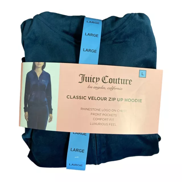 Juicy Couture Women's Classic Velour Rhinestone Logo Comfort Fit Full Zip