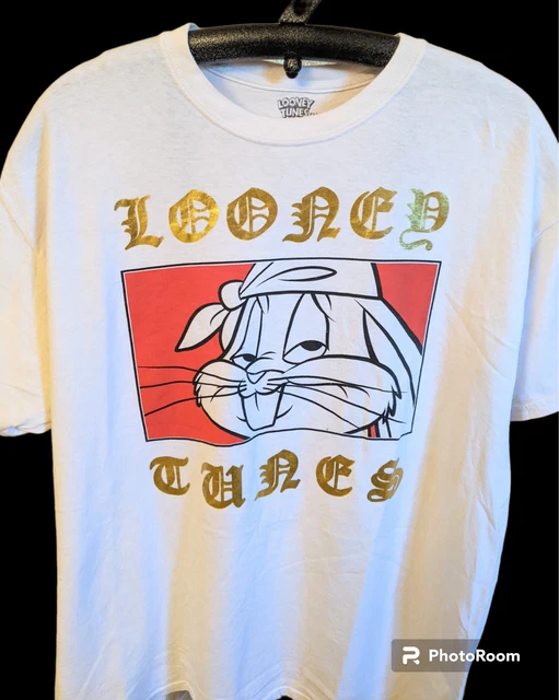 LOONEY TUNES BUGS Bunny Shirt Thug Gangster Gold Letter Bandana Shirt