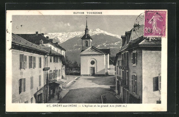 CPA Grésy-sur-Isere, L'Eglise et le grand Arc 1932