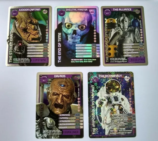 Lot x 5 Doctor Who Monster Invasion Foil Trading Cards - inc Davros The Alliance