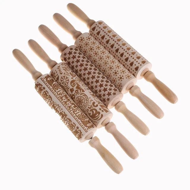 Herramienta de cocina alfiler rodante en relieve con patrón de alce de Navidad venta práctica