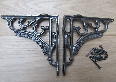 6" PAIR OF CONVENT GARDEN cast iron ornate shelf support wall brackets