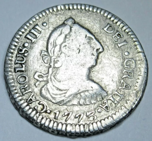1773 G P Guatemala Silver 1/2 Reales Antique 1700's Rare Spanish Colonial Coin