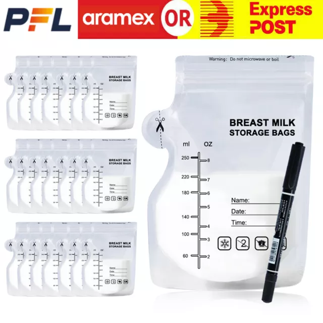 100pcs 250ml Pre-Sterilised Breastmilk Breast Milk Storage Bags Pouches for Baby