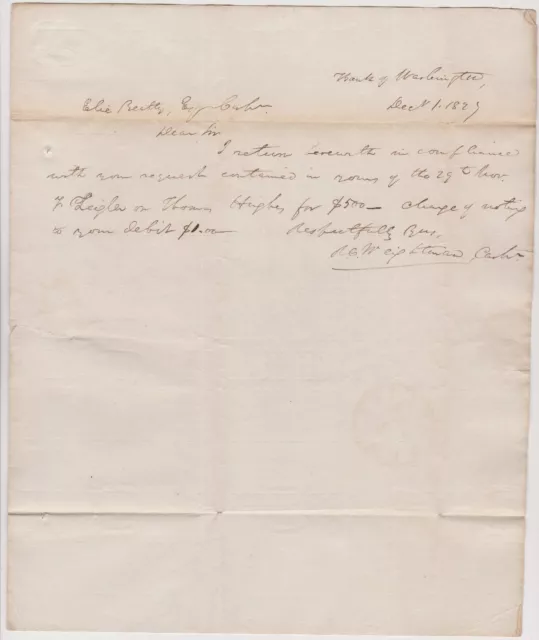 ROGER C. WEIGHTMAN  MAYOR OF WASHINGTON DC 1824-27 1827 Autograph Letter Signed