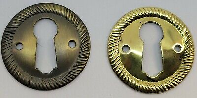 1" Keyhole Cover Rope Edge Early American Style Stamped Brass Aged Antique retro