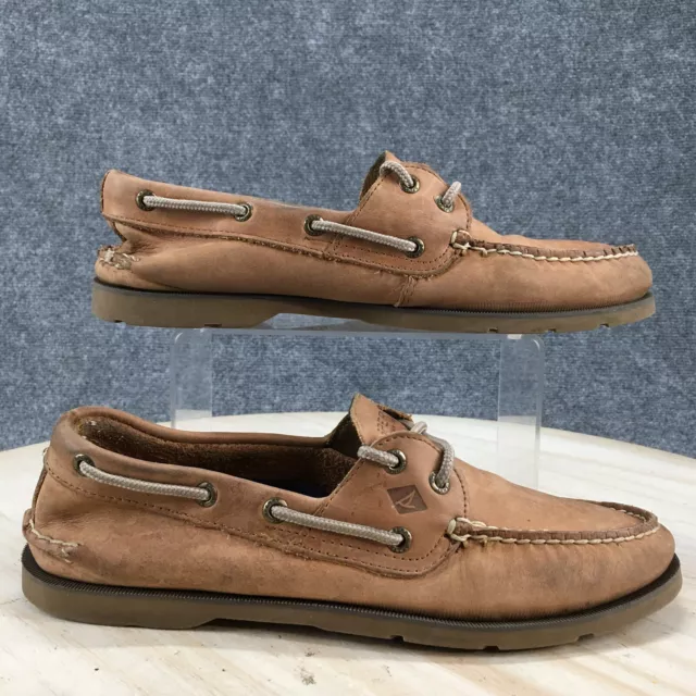 Sperry Shoes Mens 9 M Top Sider Leeward Two Eye Boat 0777894 Brown Leather