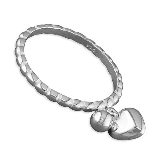 Silver Heart Charm Ring Solid Sterling Silver 925 Hallmark Size J - R