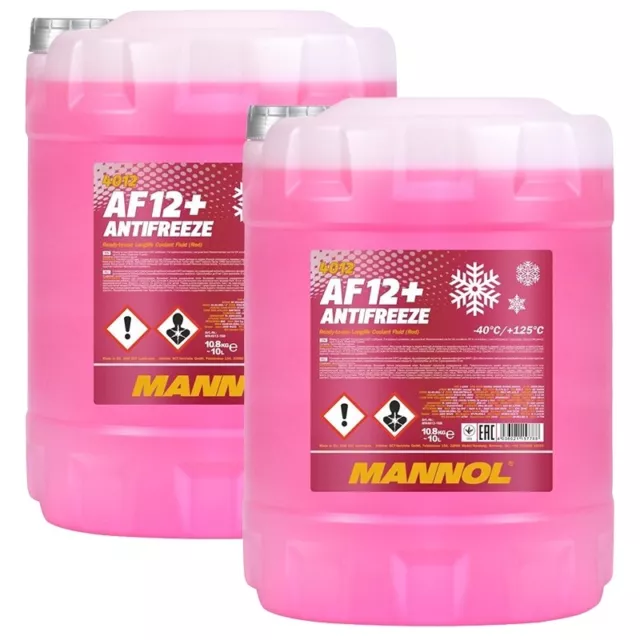 Kühlerfrostschutz Rot G12+ 2x10 Liter Mannol Antifreeze AF12+ -40°C Kühlmittel