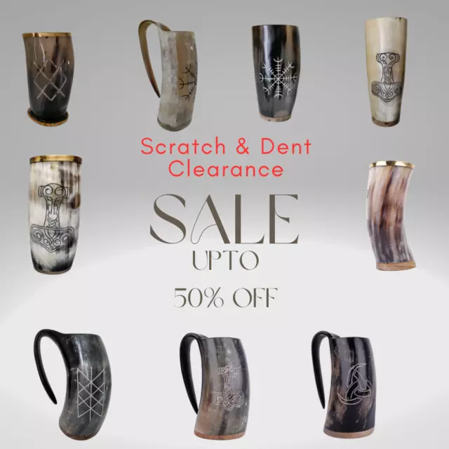 Clearance Sale Scratch and Dent Authentic Viking Horn Mugs - Limited Stock!