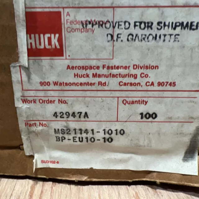 NEW Huck MS21141-1010 Stainless Steel Lockbolt Pin Rivet (Qty 100)