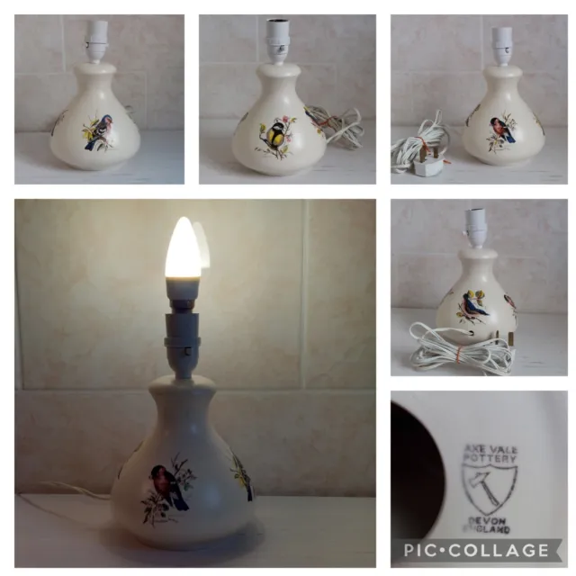 Axe Vale Pottery Devon Cream Ceramic Birds Lamp Base Cottagecore Interior Retro