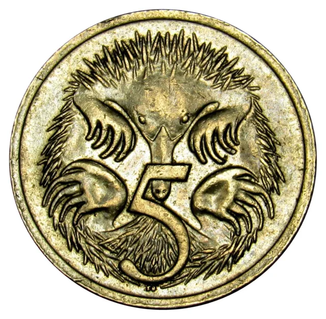 Australia 5 Cents coin 1968 Km#64 Short-beaked Echidnas Spiny Ant Eater