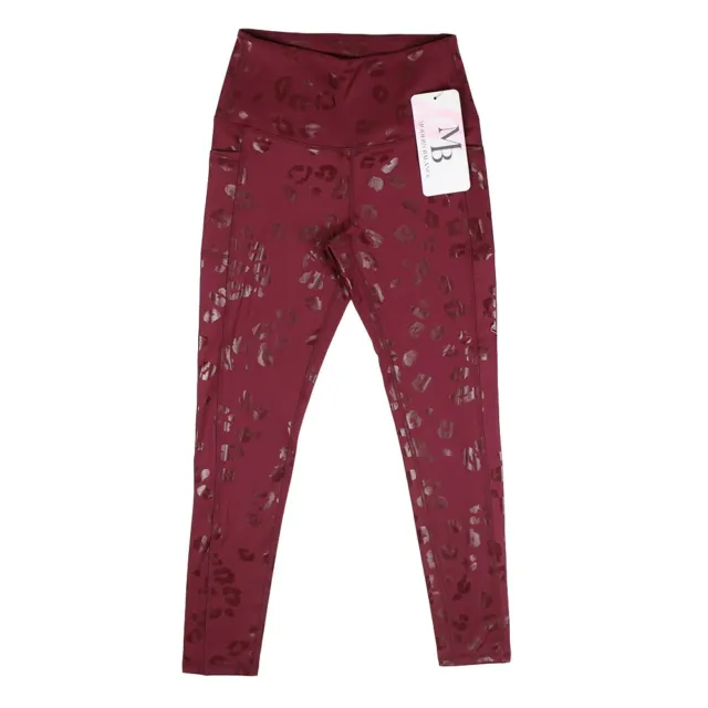 Women's Modern Balance Splash High-Waist Athletic Leggings Maroon CY21090MI