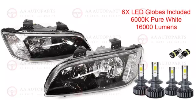 Headlights Pair + Full LED Globes For Holden Commodore VE Series 1 SS SV6 Omega