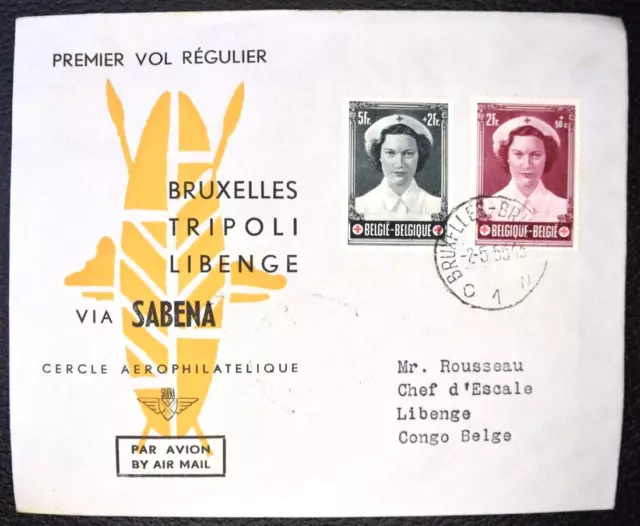 43/ Belgique Libye  SABENA premier vol régulier 2 5 1953