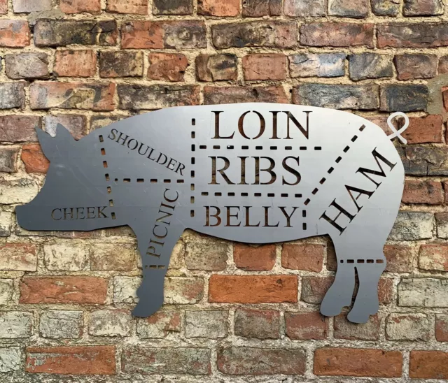 Big PIG Sign Metal Shop Home Animal BBQ Kitchen cafe bar farmshop restaurant
