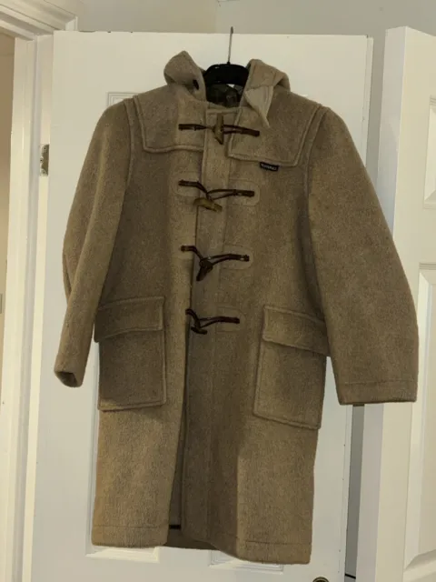 Vintage Gloverall tan wool warm duffle coat ~ 12 years 5 foot unisex school boys