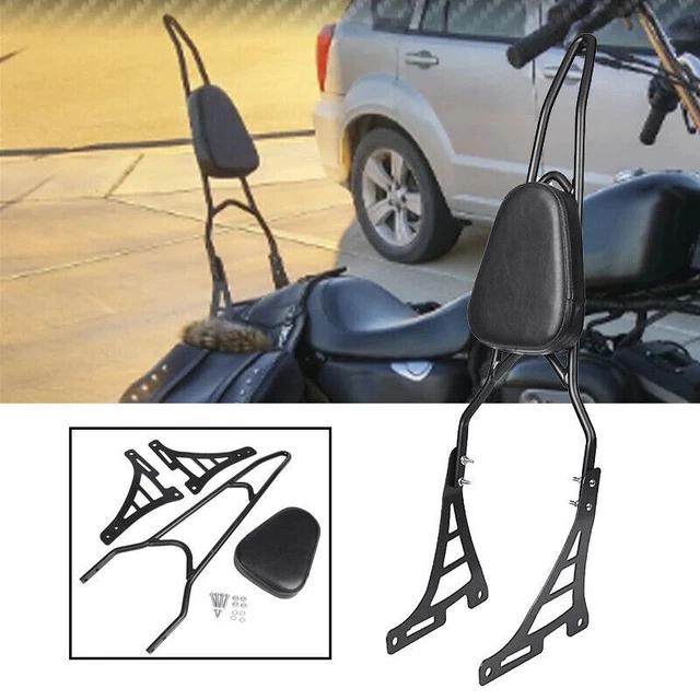Gloss Black Passenger Backrest Pad Sissy Bar For Harley Sportster XL 883 1200